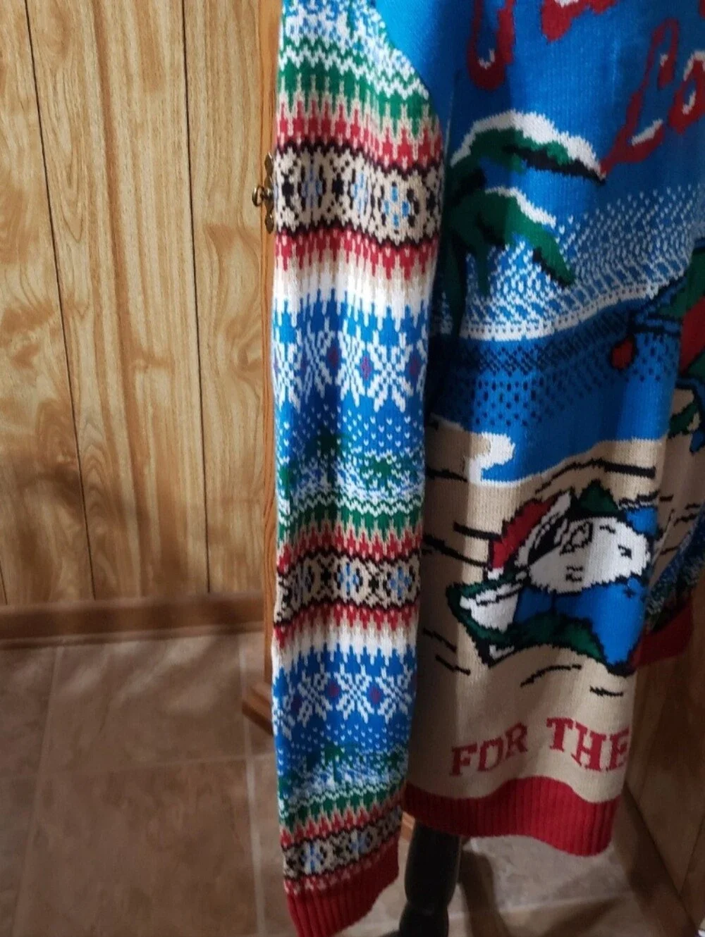 Ugly Christmas Sweater Blue 'Hanging Loose For The Holidays' Lightup Sweater